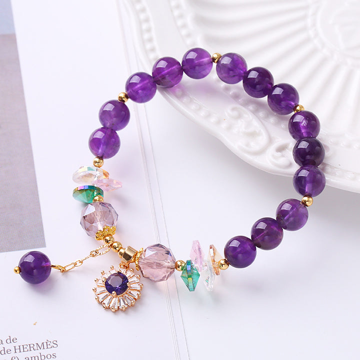 Natural Amethyst Bracelet with Charm Healing Friendship Bracelet, Image 1