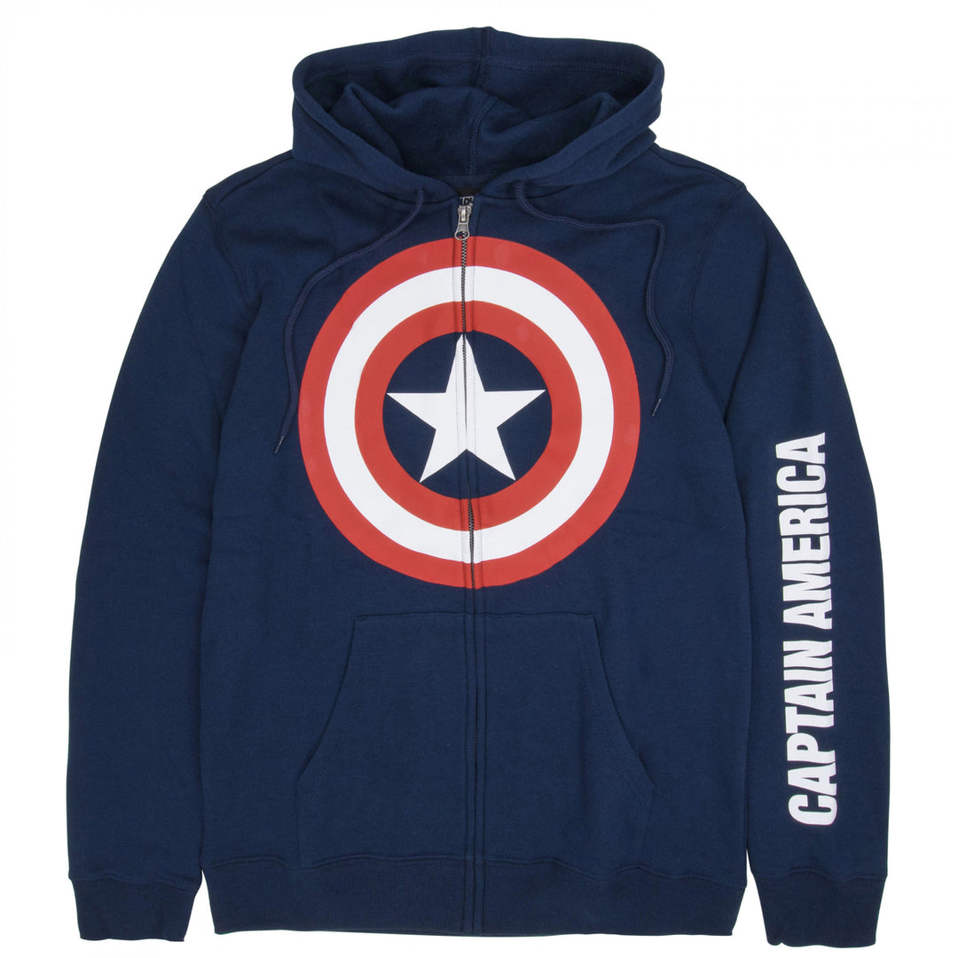 Captain America Shield and Sleeve Logo Zip-Up Hoodie Image 1