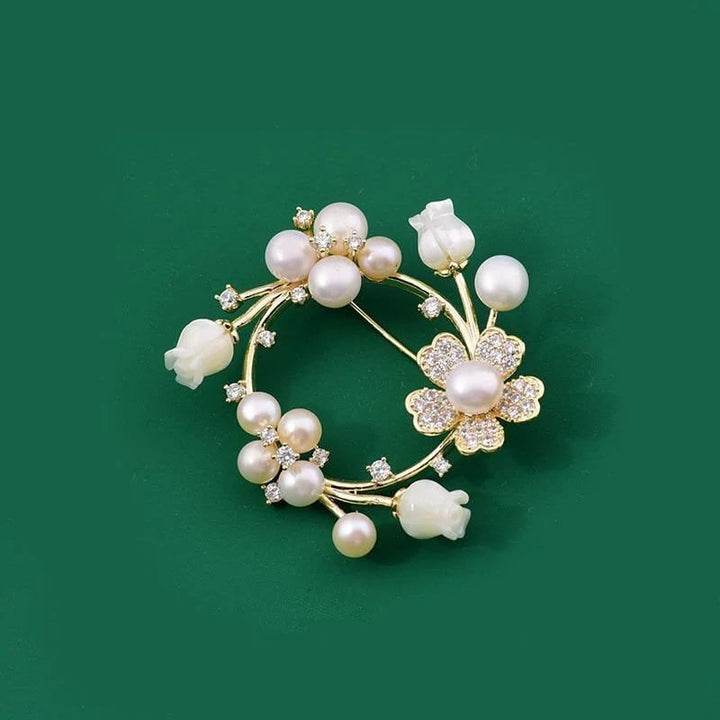 Lily of the Valley Pearl Brooch,Dainty Women Brooch Pin, Image 1