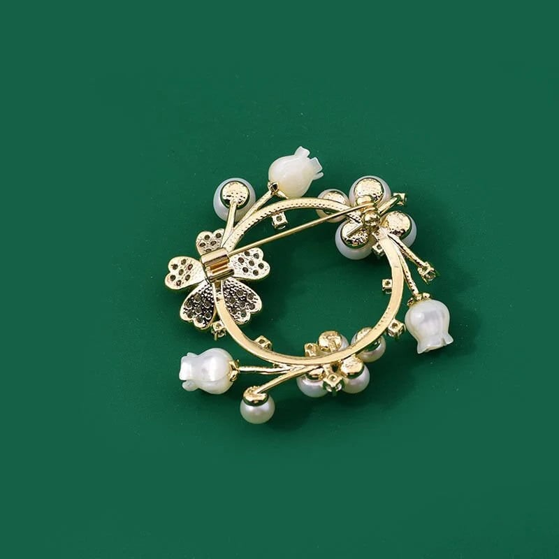 Lily of the Valley Pearl Brooch,Dainty Women Brooch Pin, Image 3