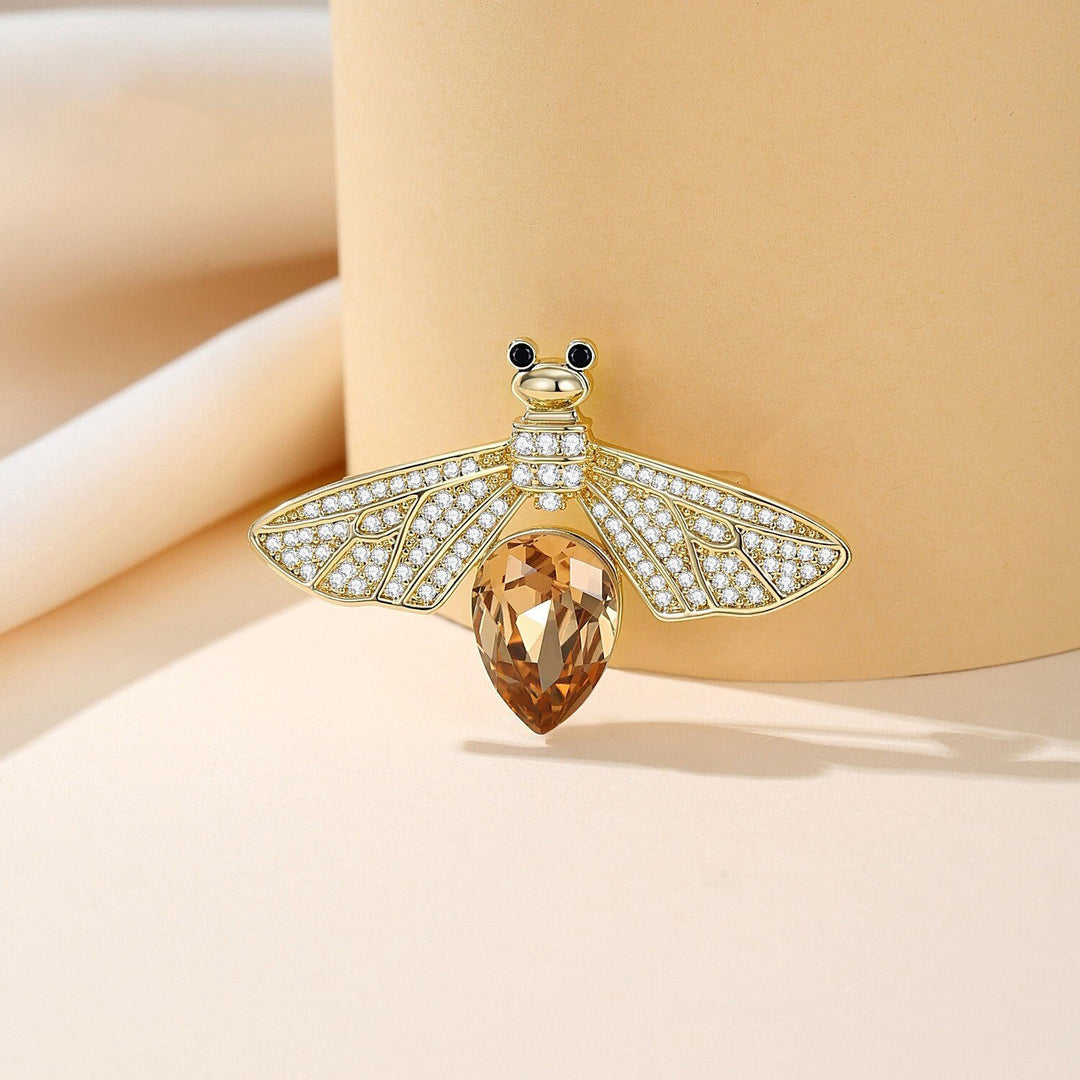 Rhinestone Bee Brooch with Crystal Christmas Image 1