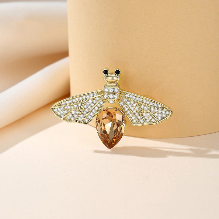 Rhinestone Bee Brooch with Crystal Christmas Image 1