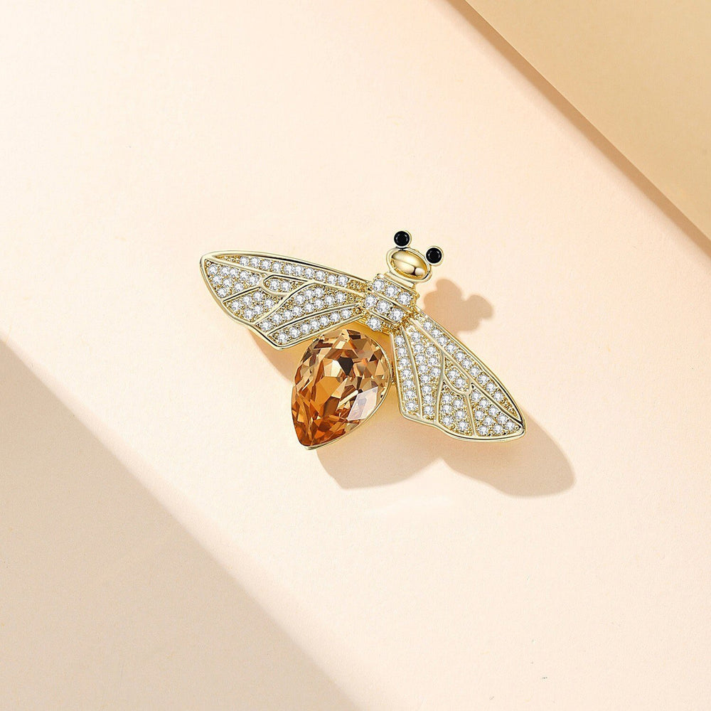 Rhinestone Bee Brooch with Crystal Christmas Image 2