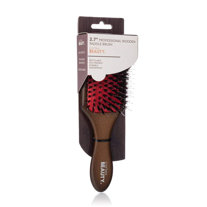 2.7" Professional Wooden Paddle Brush - Amber wood Image 1