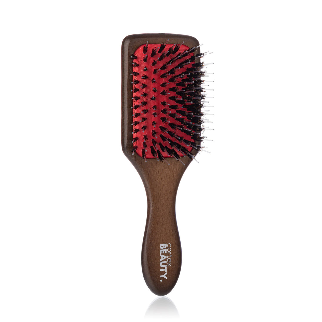 2.7" Professional Wooden Paddle Brush - Amber wood Image 2