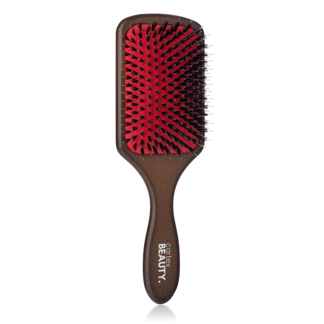 3.5" Professional Wooden Paddle Brush - Amber Wood Image 2