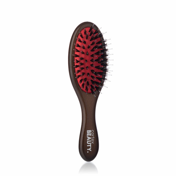 2" Travel Wooden Paddle Brush - Amber Wood Image 2