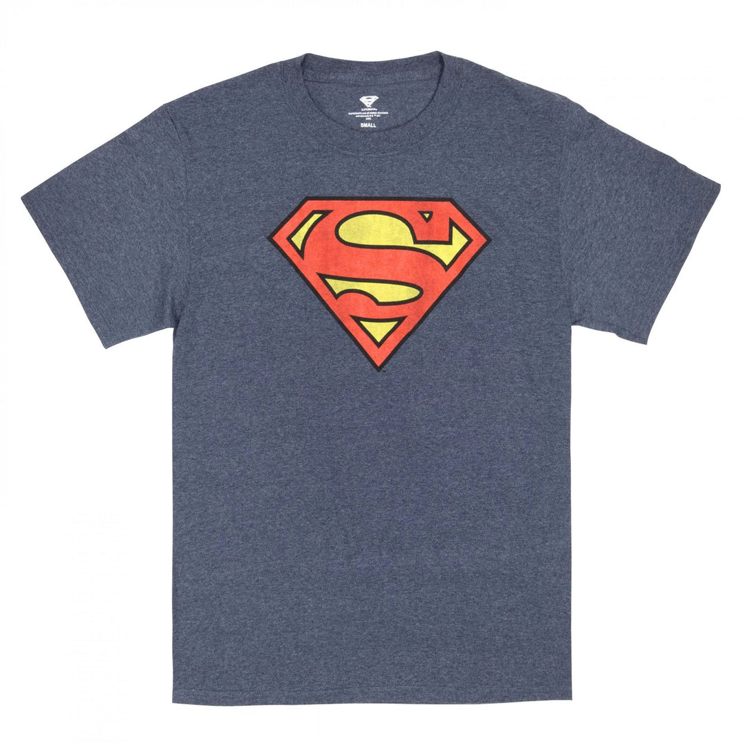 DC Comics Superman Logo Navy Heather T-Shirt Image 1