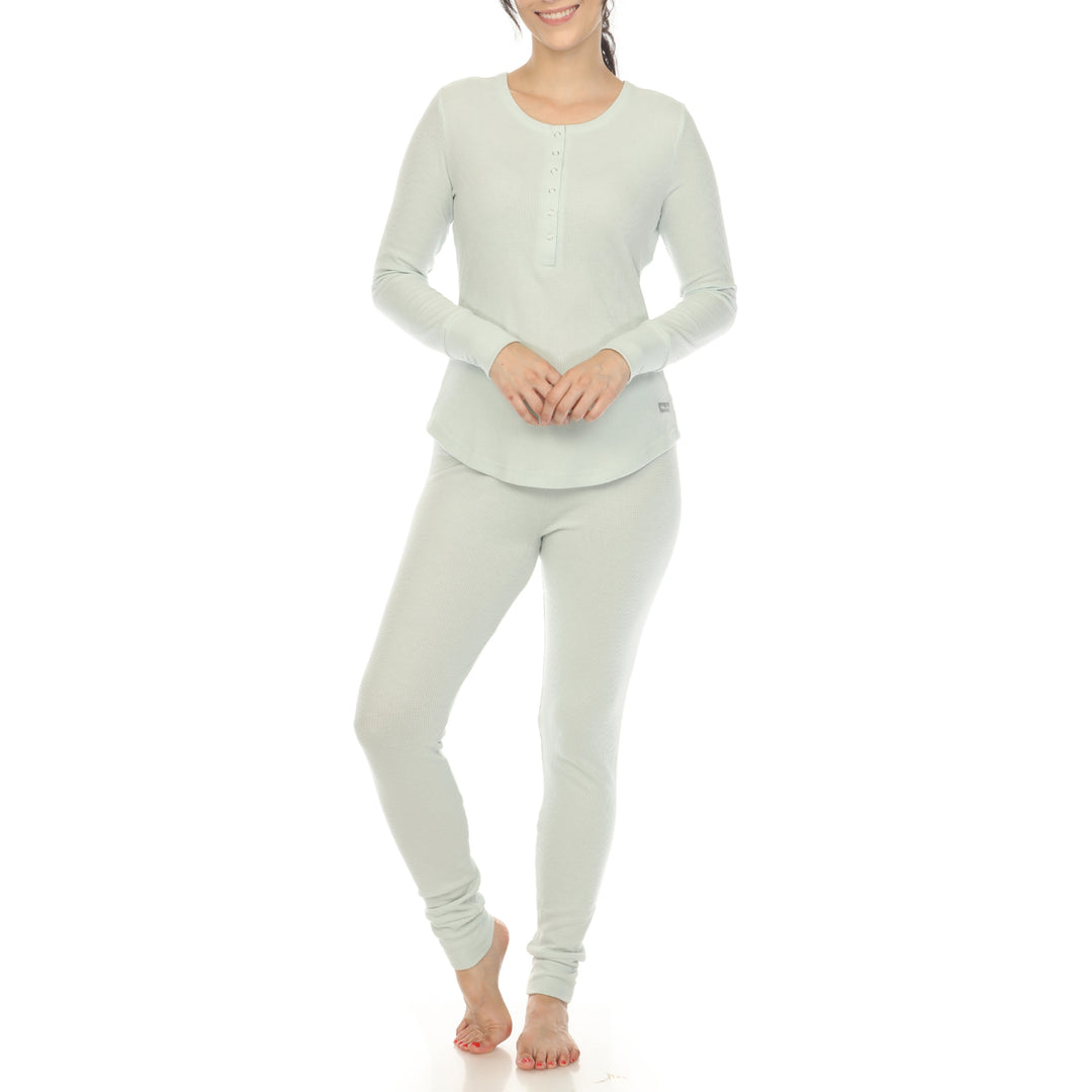 White Mark Womens Waffle Pajama Set Image 4