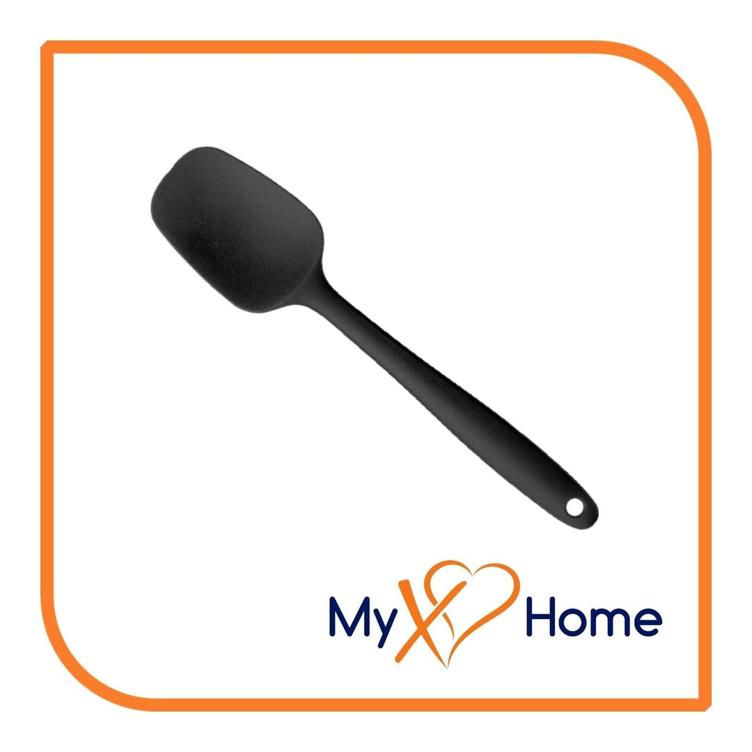 11" Black Silicone Spoon/Spatula 1 Tool w/ 2 Uses (1 2 4 or 6 Tools) Image 3