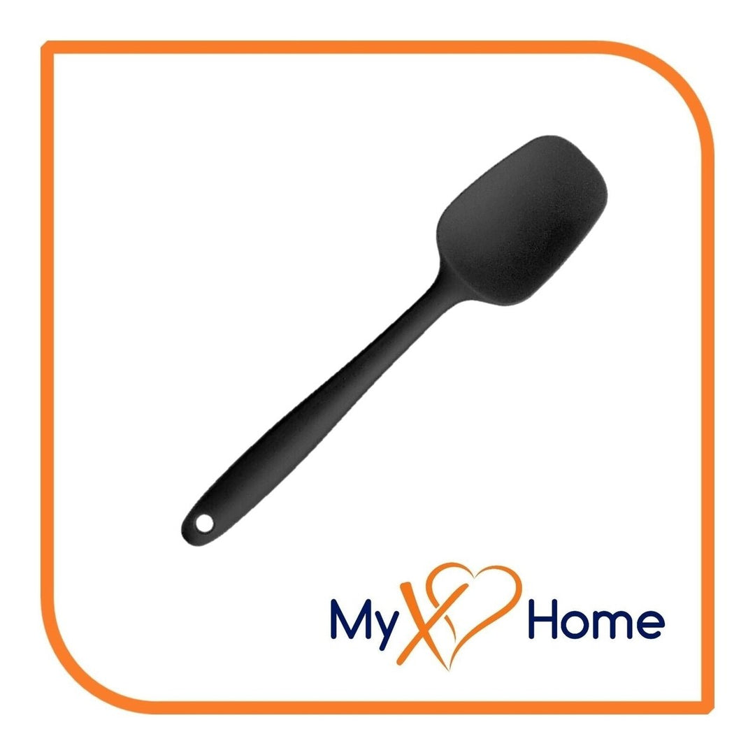 11" Black Silicone Spoon/Spatula 1 Tool w/ 2 Uses (1 2 4 or 6 Tools) Image 1