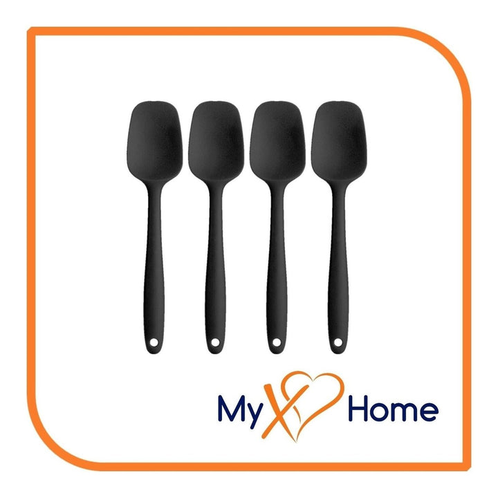 11" Black Silicone Spoon/Spatula 1 Tool w/ 2 Uses (1 2 4 or 6 Tools) Image 1