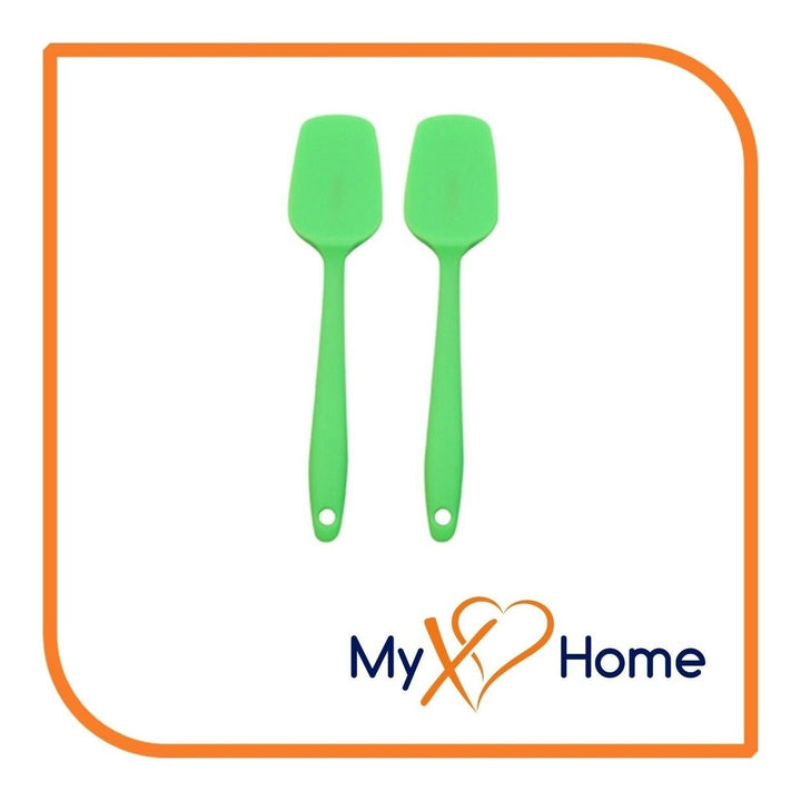 8" Green Silicone Spoon/Spatula 1 Tool w/ 2 Uses (1 2 4 or 6 Tools) Image 1