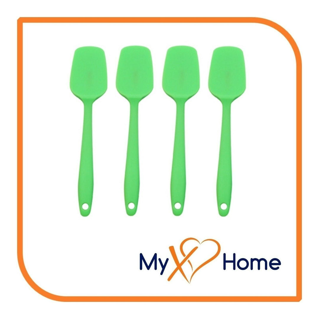 8" Green Silicone Spoon/Spatula 1 Tool w/ 2 Uses (1 2 4 or 6 Tools) Image 1