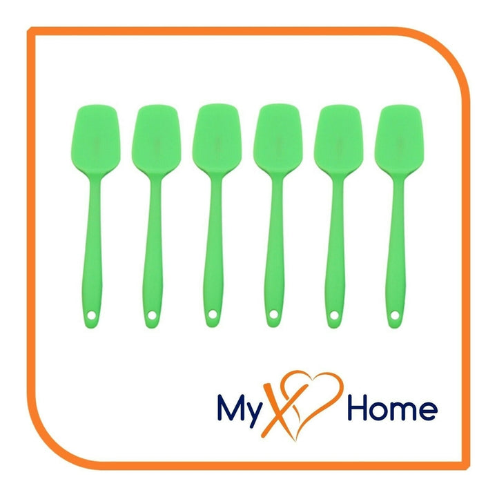 8" Green Silicone Spoon/Spatula 1 Tool w/ 2 Uses (1 2 4 or 6 Tools) Image 1