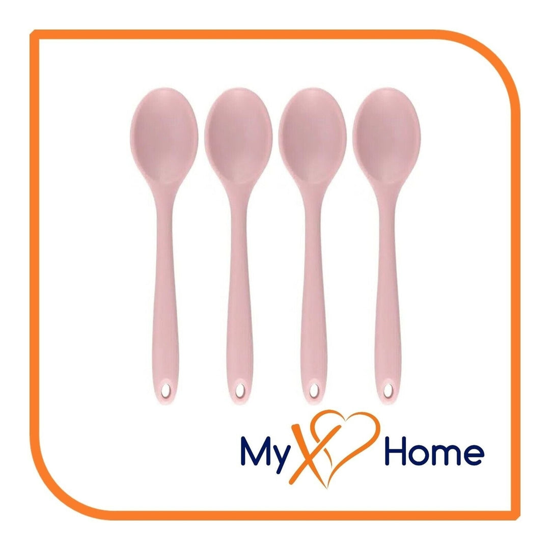 8" Pastel / Nordic Pink Silicone Spoon by MyXOHome (1 2 4 or 6 Spoons) Image 1