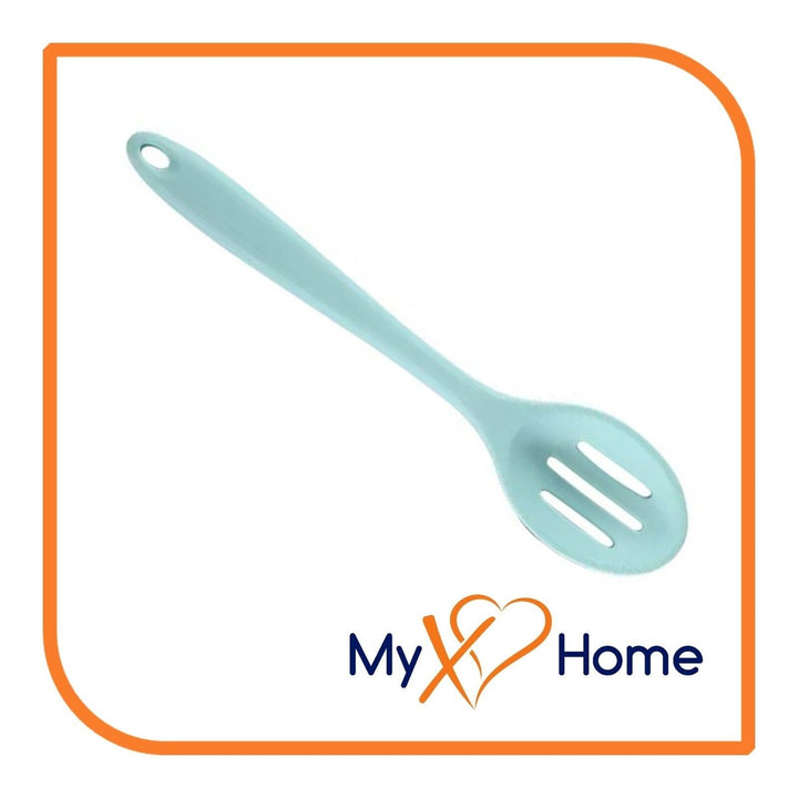 8" Pastel Green Silicone Slotted Spoon by MyXOHome (1 2 4 or 6 Slotted Spoons) Image 4