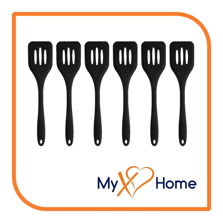 8" Black Silicone Slotted Turner by MyXOHome (1 2 4 or 6 Slotted Turners) Image 1