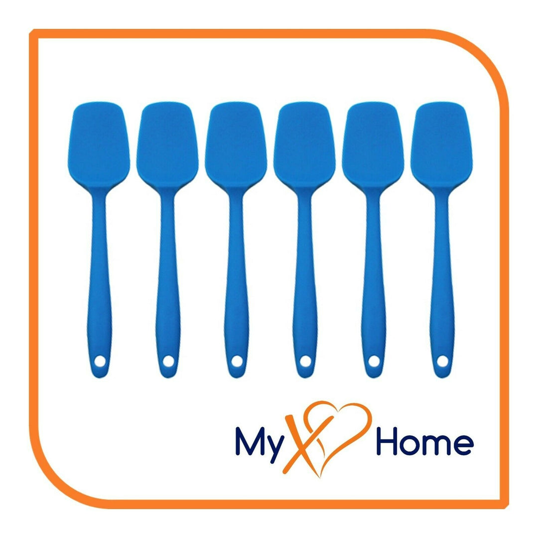 8" Blue Silicone Spoon/Spatula 1 Tool w/ 2 Uses (1 2 4 or 6 Tools) Image 1