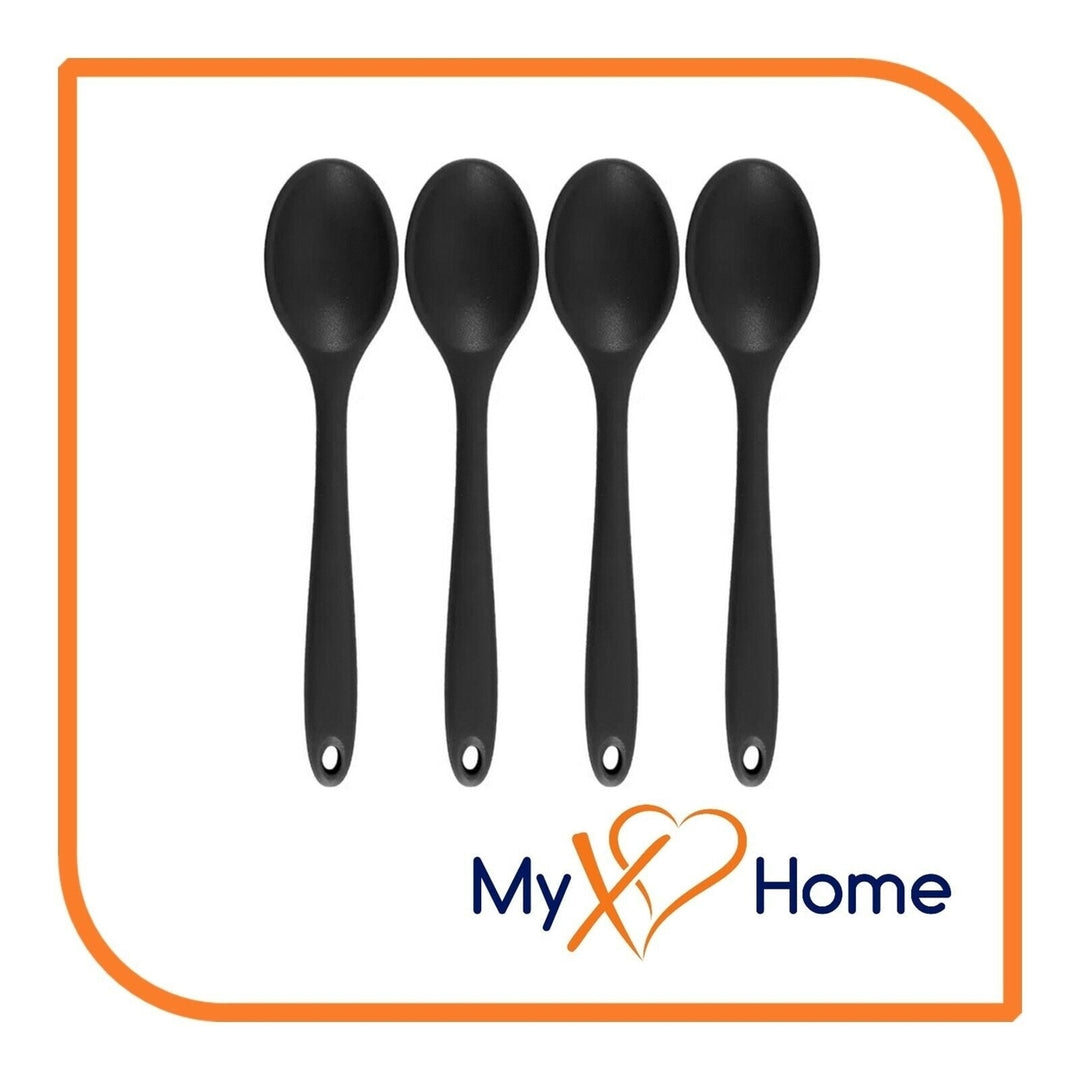 8" Black Silicone Spoon by MyXOHome (1 2 4 or 6 Spoons) Image 1