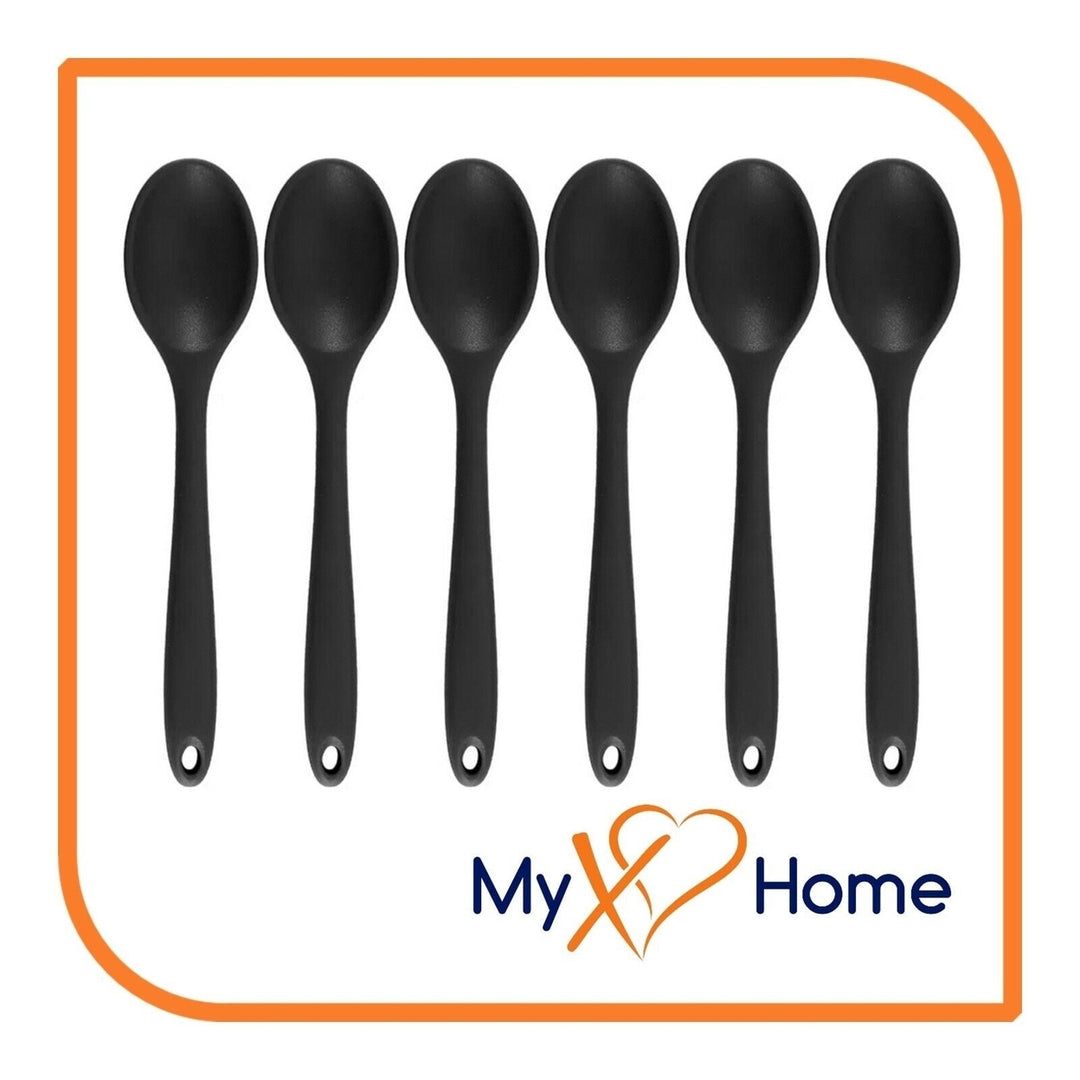 8" Black Silicone Spoon by MyXOHome (1 2 4 or 6 Spoons) Image 1