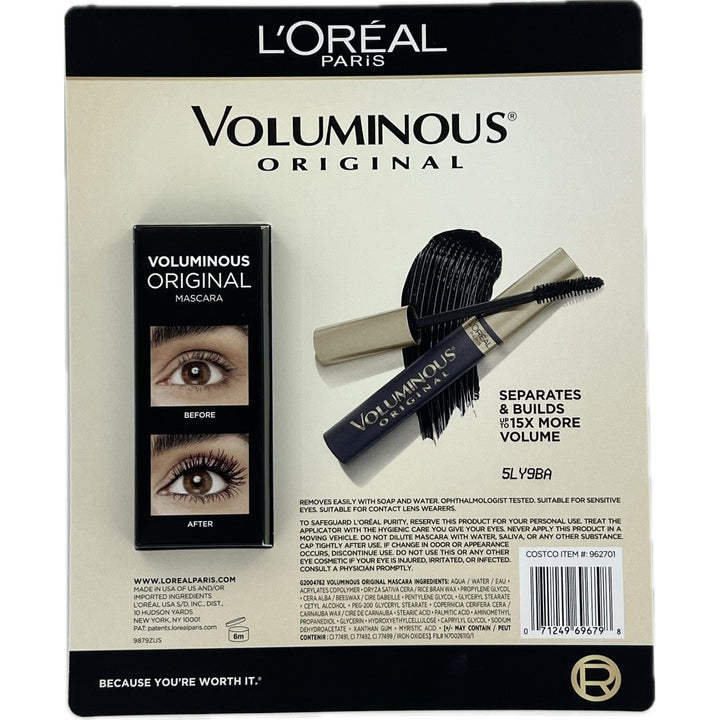 LOreal Paris Voluminous Original Black Mascara 0.28 Fluid Ounce (Pack of 3) Image 4