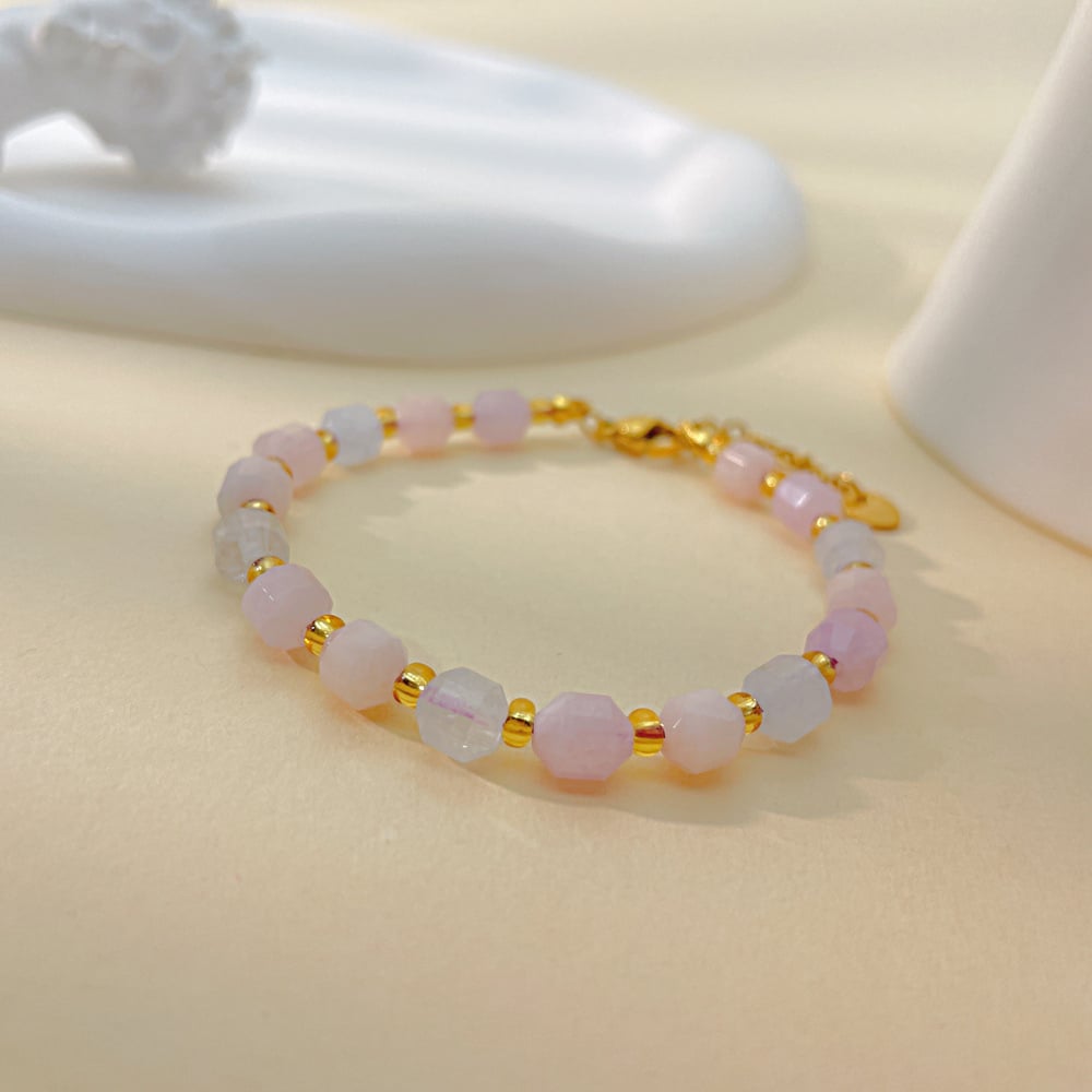 Natural Morganite Beaded Bracelet Holiday Bracelet, Image 2