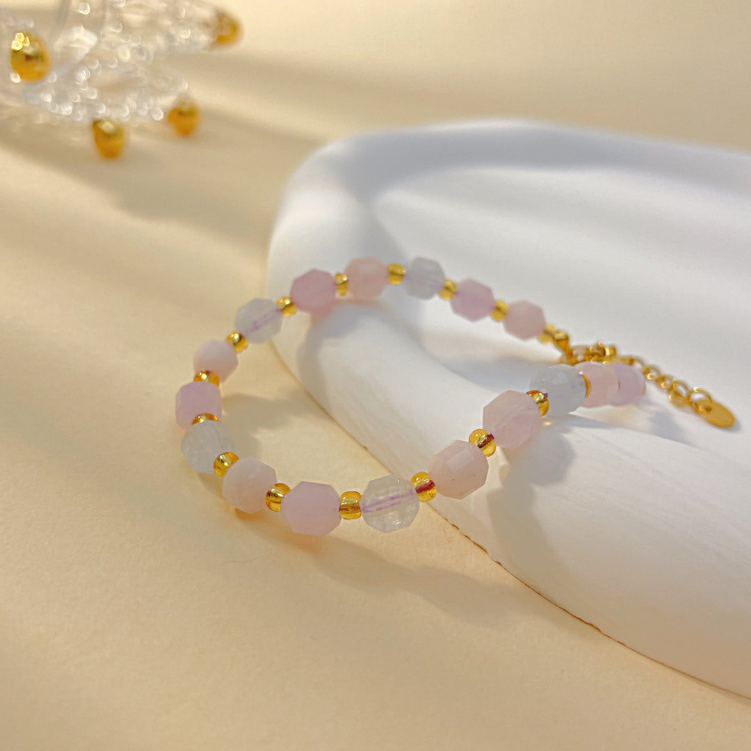 Natural Morganite Beaded Bracelet Holiday Bracelet, Image 3