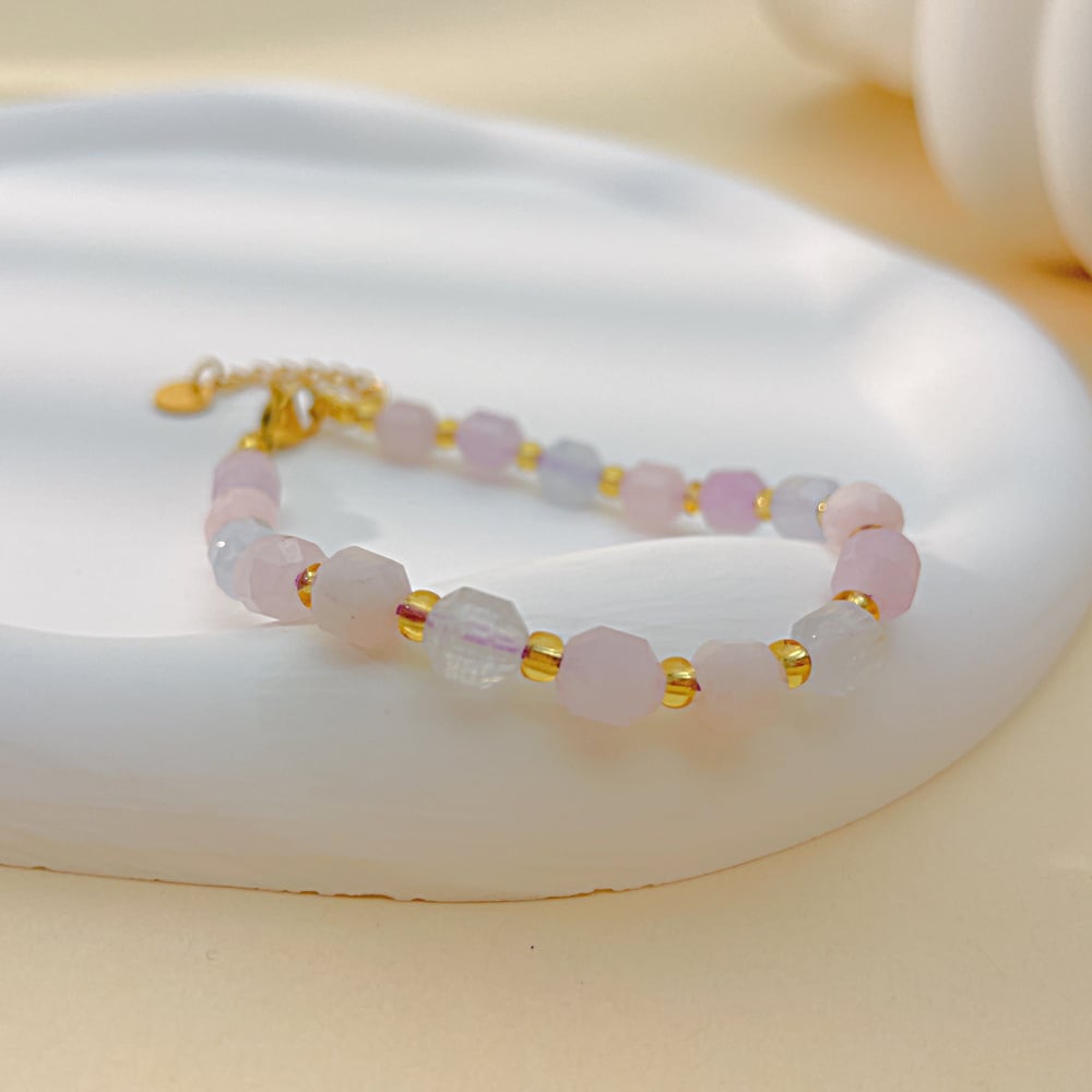 Natural Morganite Beaded Bracelet Holiday Bracelet, Image 4