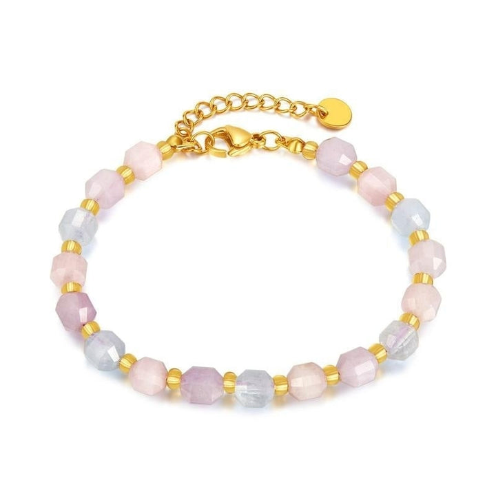 Natural Morganite Beaded Bracelet Holiday Bracelet, Image 1