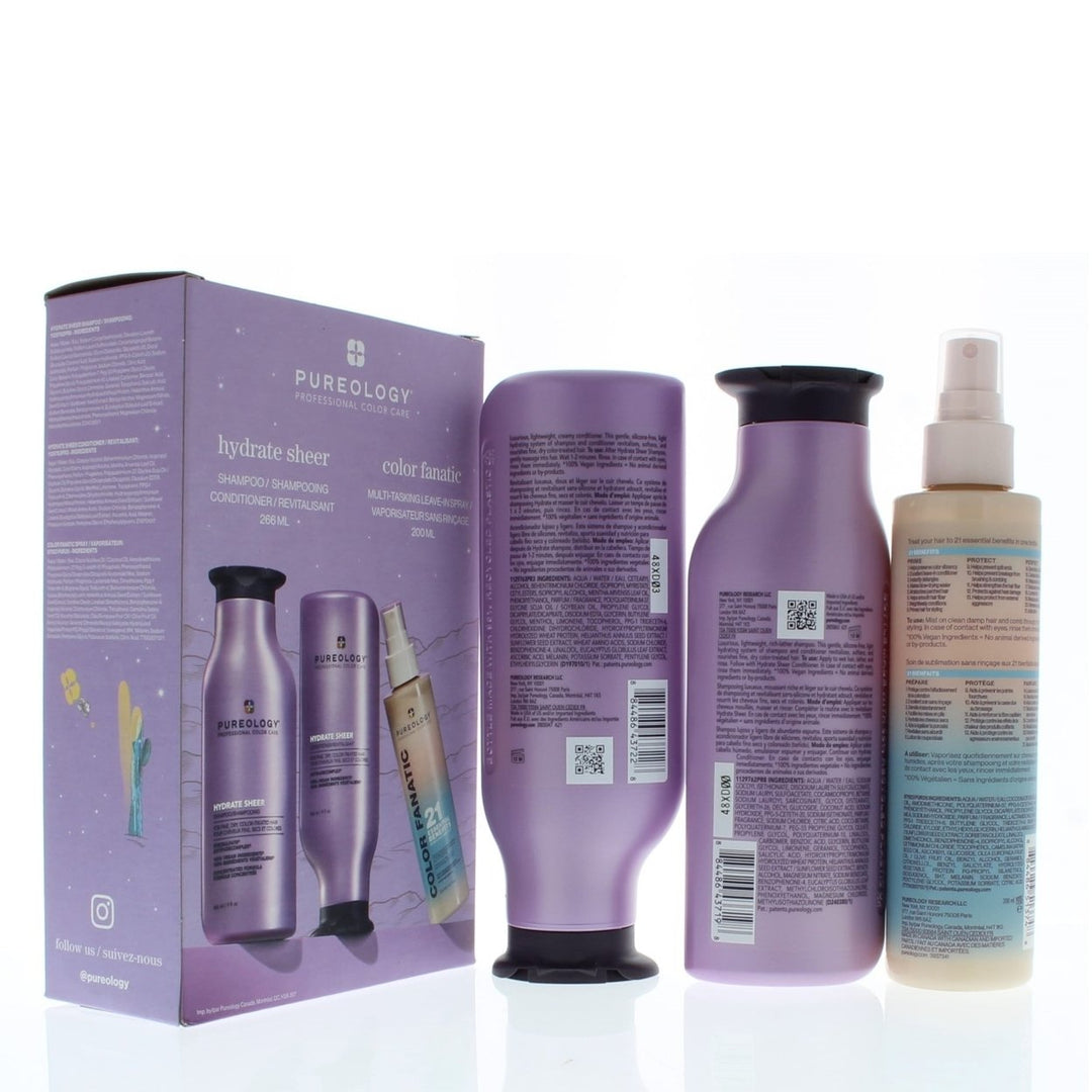 Pureology Hydrate Sheer 3 Piece Kit (Includes: Shampoo 9oz Conditioner 9oz Color Fanatic 21 Leave-In Spray 6.7oz) Image 2