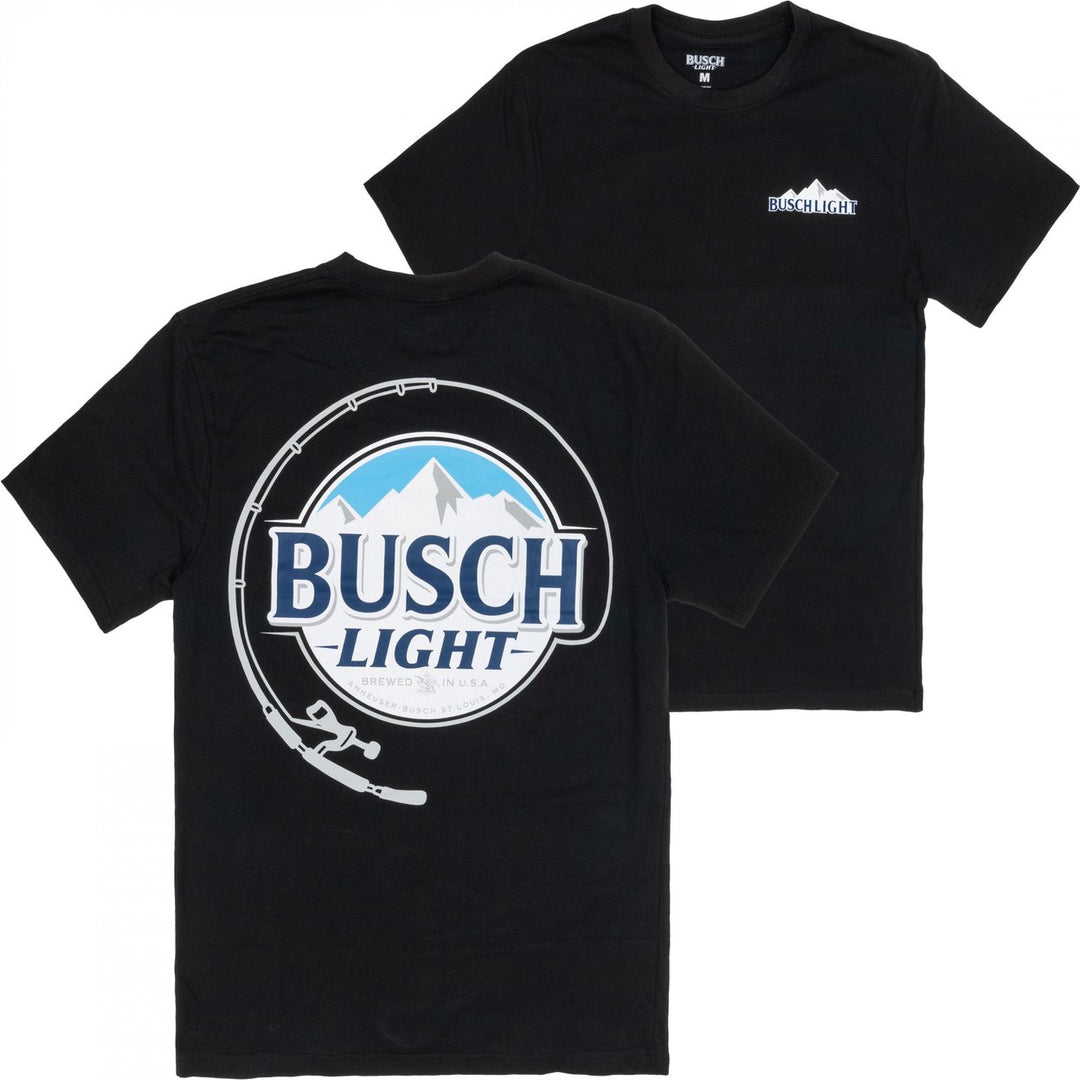 Busch Light Fishing Pole Front and Back Print T-Shirt Image 1