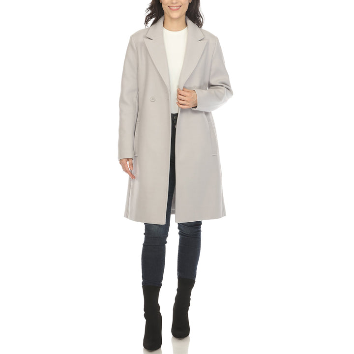 White Mark Classic Walker Coat Womens Double-Breasted Notched Lapel Size [Insert Size] White Image 1