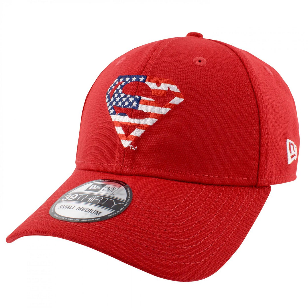 Superman American Flag Logo Era 39Thirty Fitted Hat Image 1