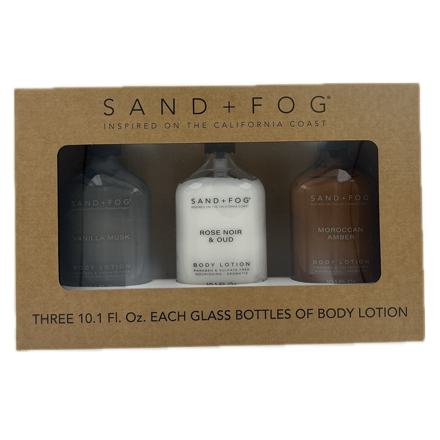 Sand + Fog Body Lotion Glass Bottle Variety 10.1 Fluid Ounce (Pack of 3) Image 1