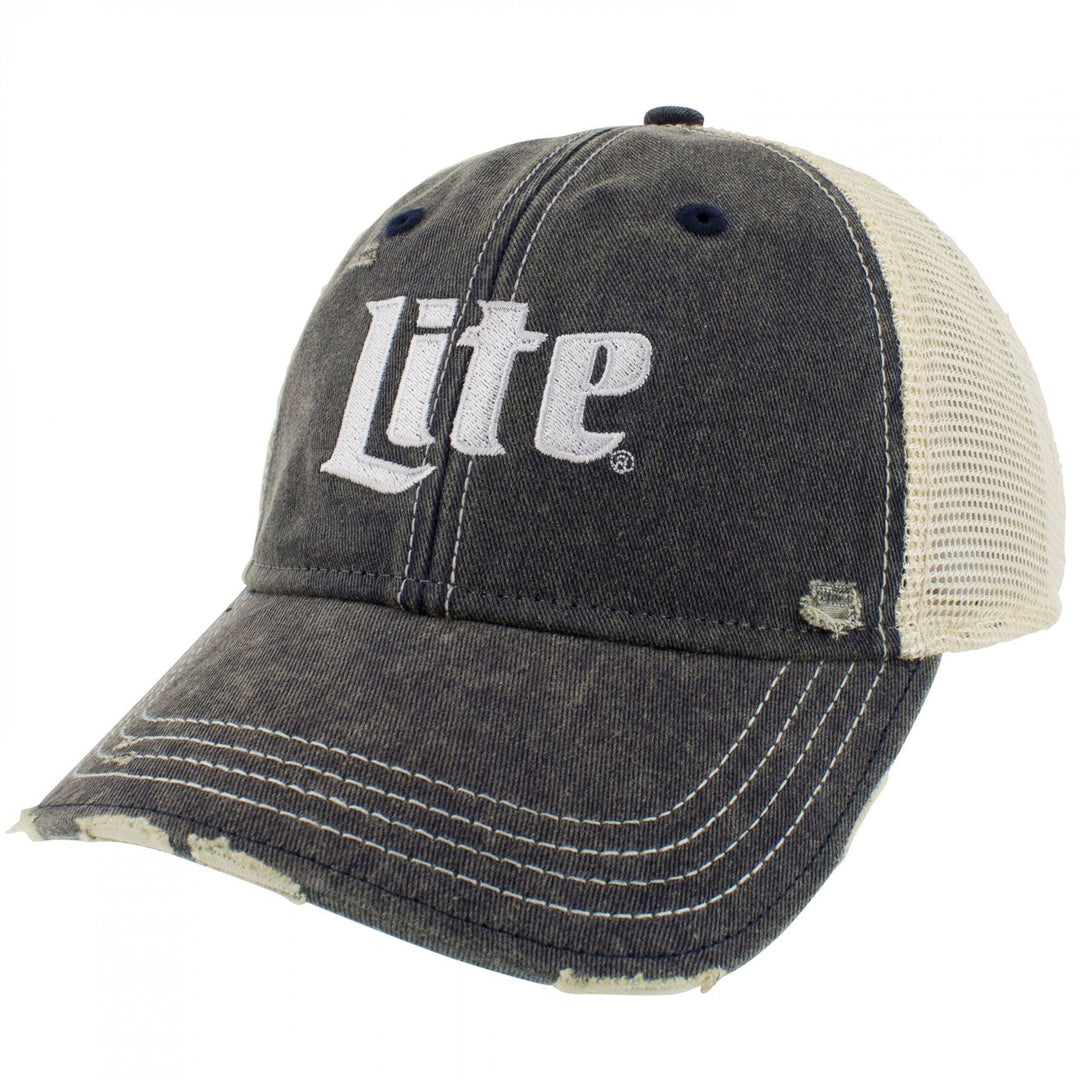 Miller Lite Logo Patch Distressed Adjustable Hat Image 1