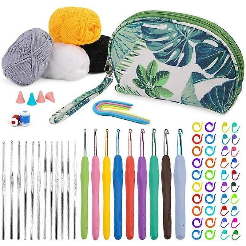 76pcs Crochet Kit Crochet Hooks Yarn Set With 4 Yarn Balls For Beginner Lovers Image 1