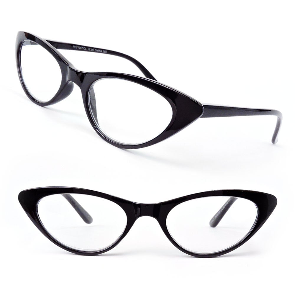 Cat Eye Frame Spring Hinges Black or Tortoise Womens Reading Glasses 175-300 Image 1