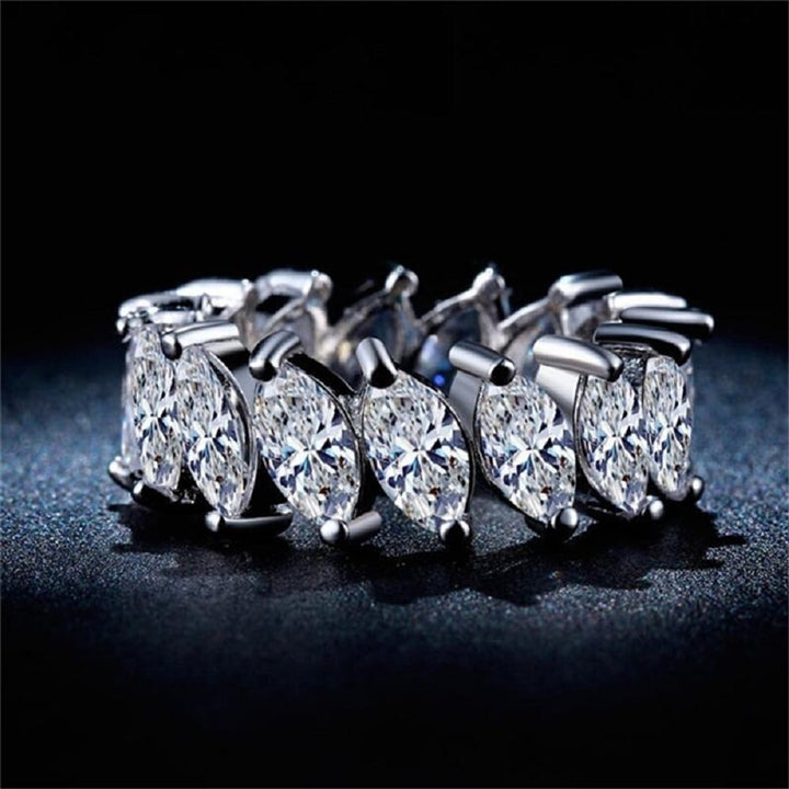 Marquise Cut Crystal Eternity Wedding Anniversary Band Ring Image 1