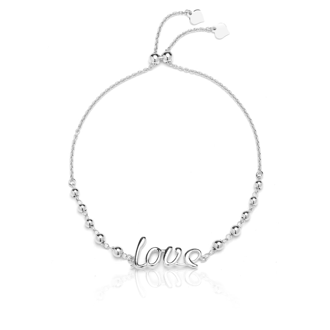 Solid Sterling Silver 9" Adjustable Love Bracelet Image 1
